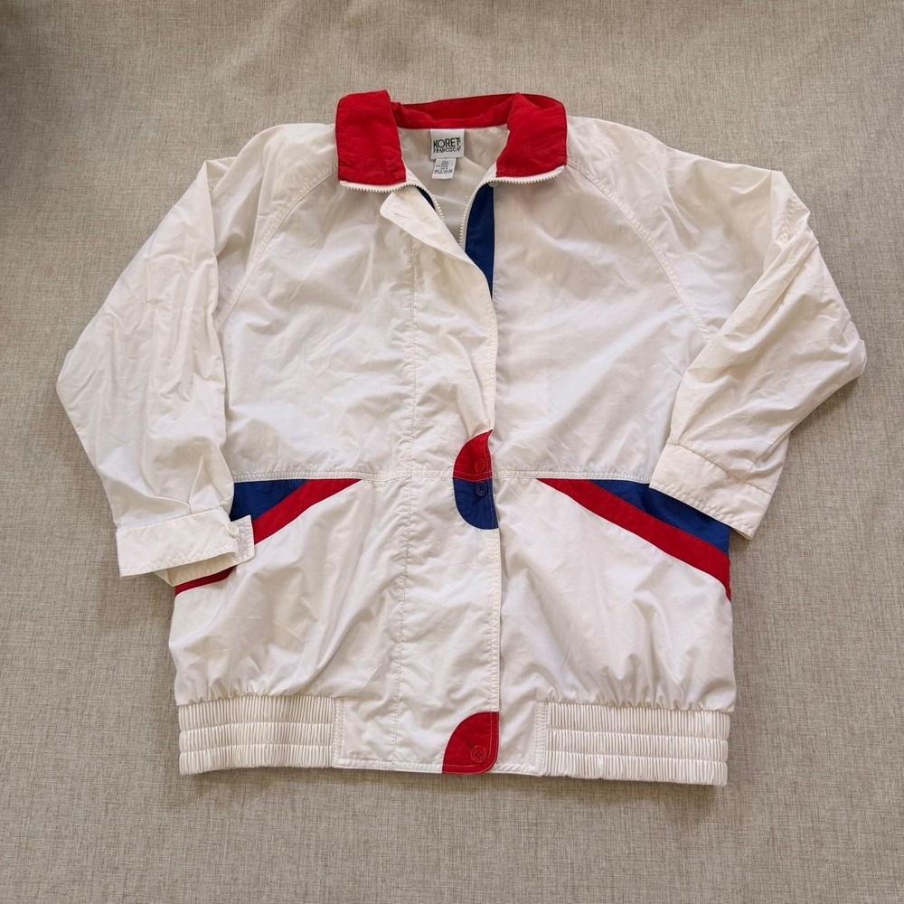 Vintage 80s/90s Colorblock granny track jacket with shoulder pads Women's Small